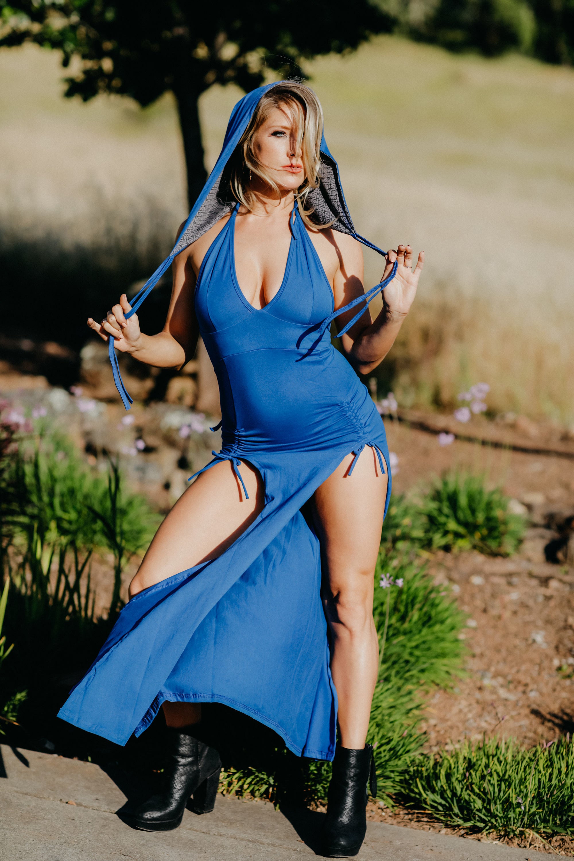 Shan Priestess Hooded Dress - Royal Blue